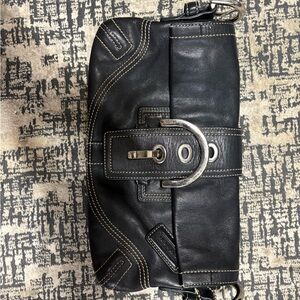 Coach Black Mini Bag with Silver Accents